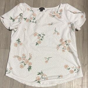 Ann Taylor Factory White Floral Blouse